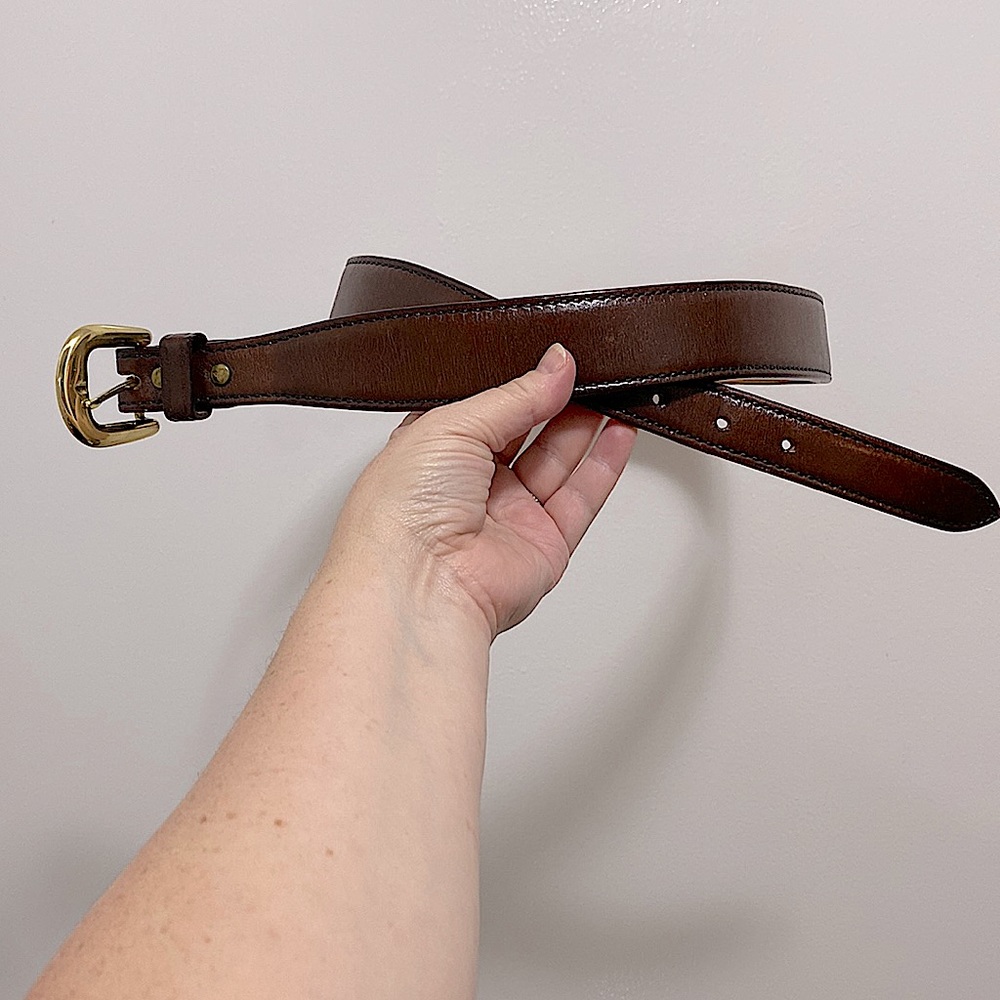 Brown Leather Galco Belt with Gold Buckle